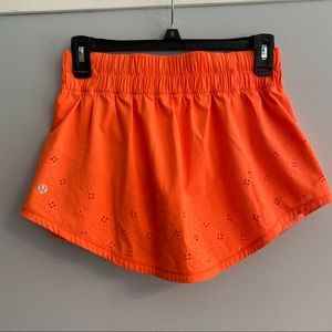 Rare Lululemon Run: Breeze By Laser Cut Skirt in Zippy Orange